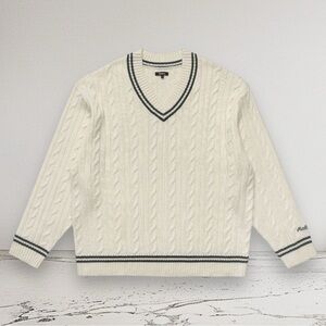 NEW Malbon Ivy Cable Knit Golf Sweater Natural XL